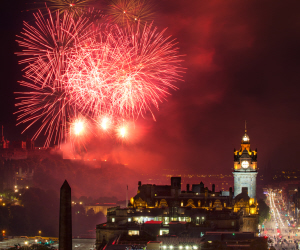 Fireworks over Edinburgh at Hogmanay
