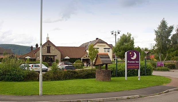 View from the road of Premier Inn Caerphilly Crossways hotel