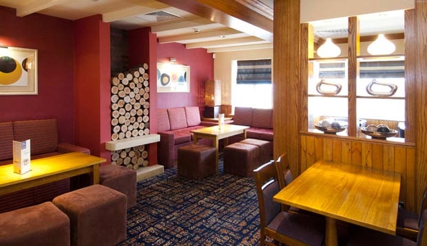 Restaurant area at Premier Inn Hotel Camborne