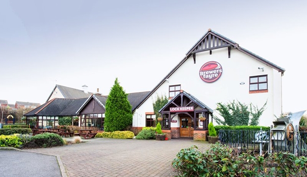 Outside of Brewers Fayre restaurant at Premier Inn Chesterfield North hotel