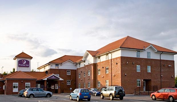 Outside of Premier Inn Chelmsford hotel showing free parking