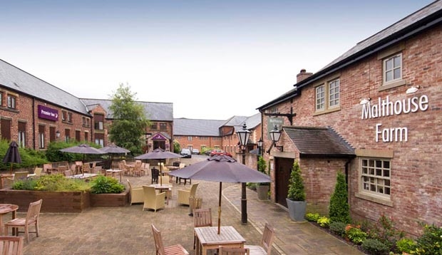 Exterior bar and restaurant area at Premier Inn Hotel Chorley North