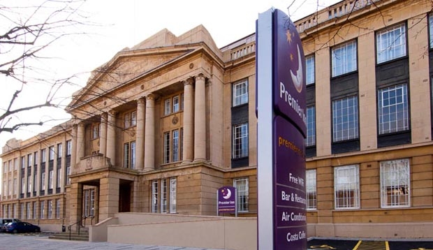 Outside front view of Premier Inn Coventry City Centre hotel at Earlsdon Park