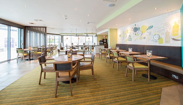 Restaurant area at Premier Inn Exmouth Seafront