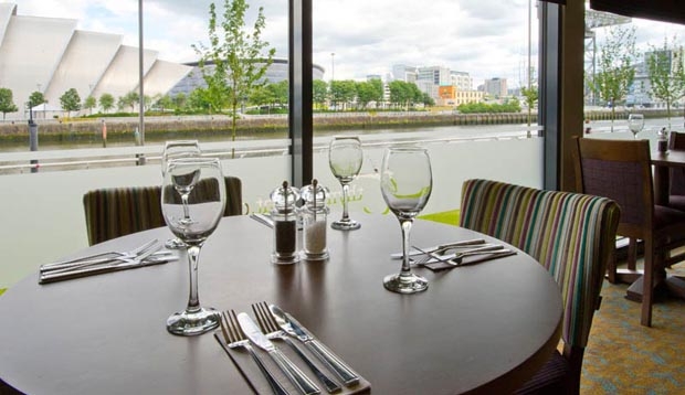 Restaurant area at Premier Inn Glasgow Pacific Quay (SECC)