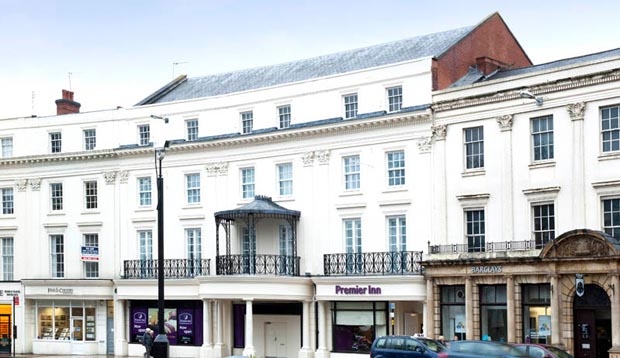 Exterior at Premier Inn Leamington Spa Town Centre showing surrounding area