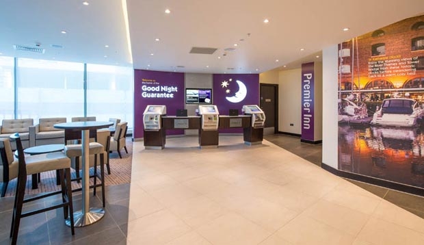 Reception area at Premier Inn London City (Aldgate) hotel