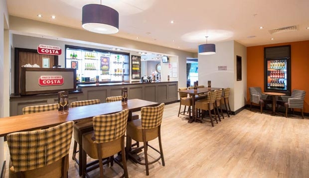 Coffee shop area at Premier Inn London City (Aldgate) hotel