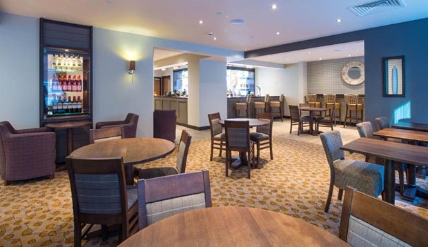 Restaurant area at Premier Inn London City (Aldgate) hotel