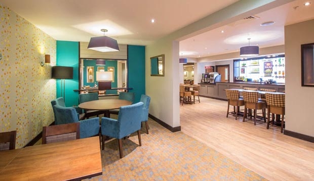 Bar area at Premier Inn London City (Aldgate) hotel