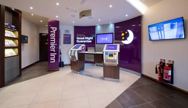 Reception at Premier Inn Brixton hotel