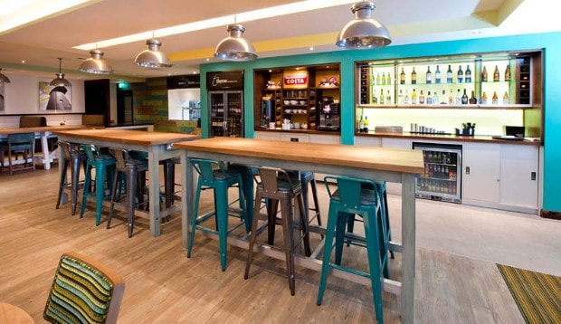 Bar area at Premier Inn Brixton hotel