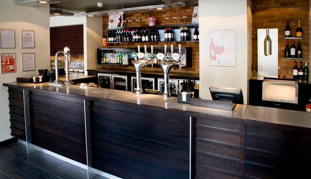 Bar area at Premier Inn London Euston hotel