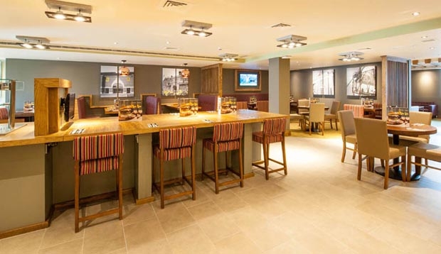 Restaurant area at Premier Inn London Hendon (The Hyde) hotel