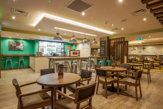 Bar area at Premier Inn London Holborn hotel
