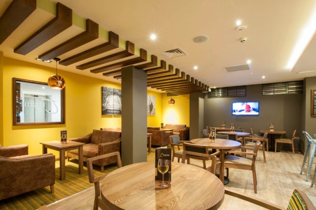 Restaurant area at Premier Inn London Holborn hotel