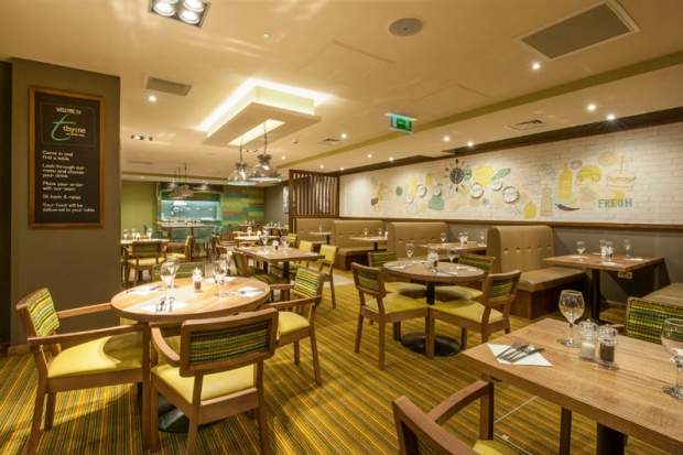 Restaurant area at Premier Inn London Holborn hotel