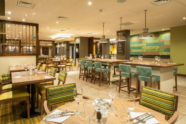 Restaurant area at Premier Inn London Holborn hotel