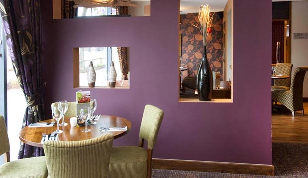 Restaurant area at Premier Inn London Richmond showing table with glasses