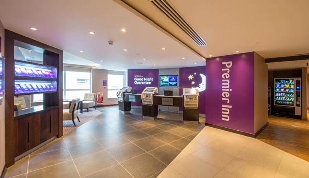 Reception at Premier Inn London St Pancras hotel