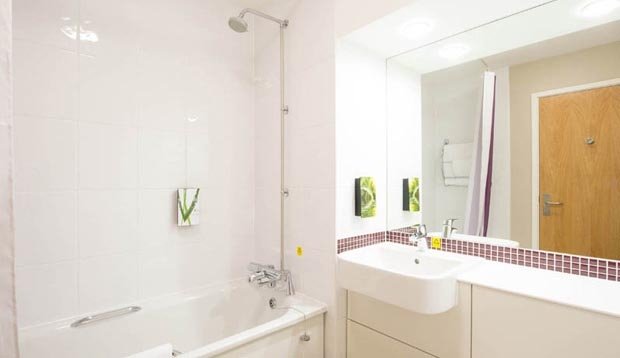 Bathroom area at Premier Inn London St Pancras hotel