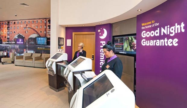 Reception at Premier Inn Manchester City (Piccadilly) hotel