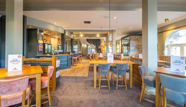 Restaurant area at Premier Inn Manchester Salford Quays hotel