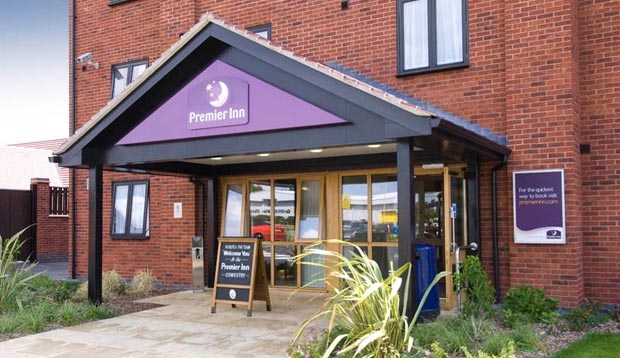 Exterior of Premier Inn Oswestry showing reception