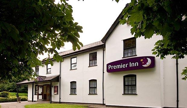 Front door of Premier Inn Cardiff East hotel