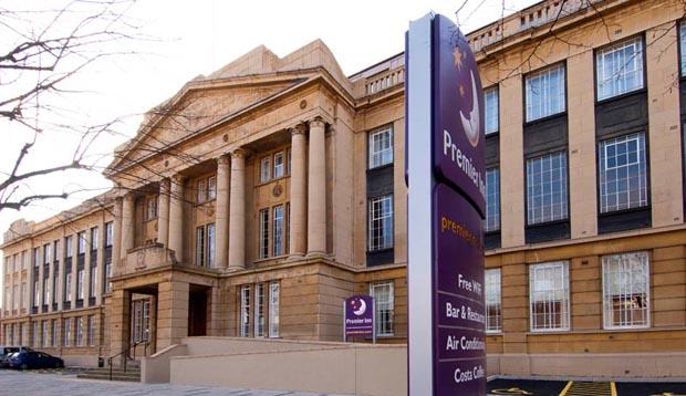 Outside front view of Premier Inn Coventry City Centre hotel at Earlsdon Park