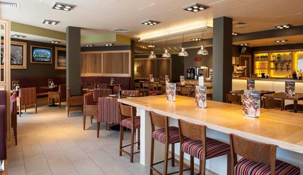 Restaurant and bar area at Premier Inn Dorchester