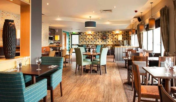 Interior of restaurant at Premier Inn East Midlands Airport