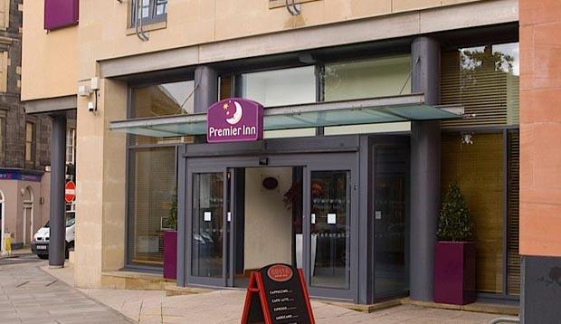 Exterior of reception at Premier Inn Hotel Edinburgh Central (Lauriston Place)