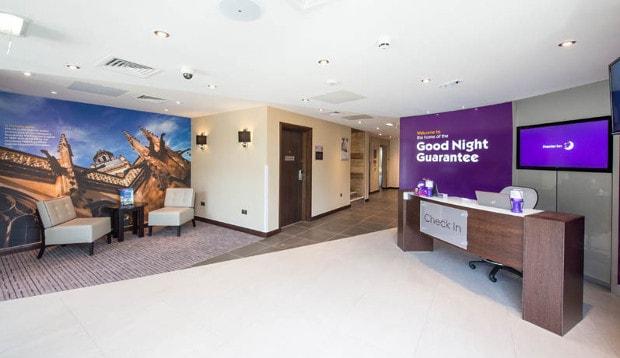 Reception at Premier Inn Farnborough Town Centre hotel