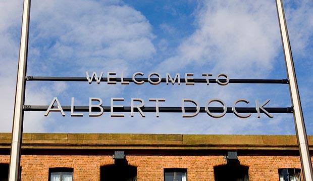 Surrounding area at Premier Inn Liverpool Albert Dock hotel showing Albert Dock sign