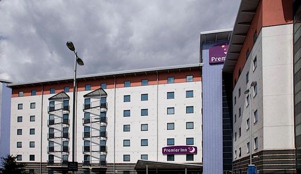 Exterior of front of Premier Inn London Docklands (Excel)