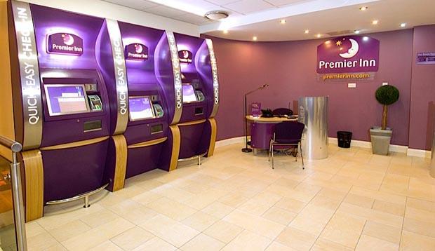 Reception area at Premier Inn Manchester Central hotel