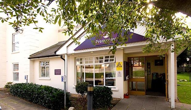 Exterior at Premier Inn Merthyr Tydfil hotel showing reception