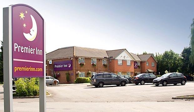 Exterior at Premier Inn Reading South showing car park