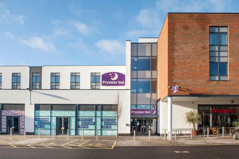 Exterior of Premier Inn Trowbridge showing surrounding area
