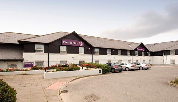 Exterior of Premier Inn Truro showing car park