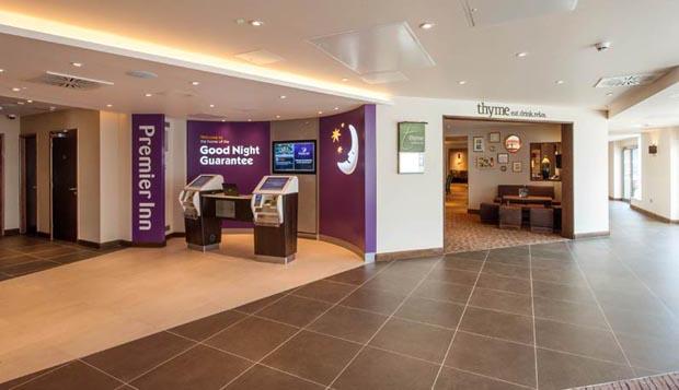 Reception area at Premier Inn London Wandsworth hotel