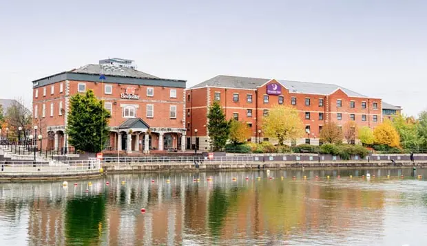 Surrounding area at Premier Inn Manchester Salford Quays hotel showing quay view