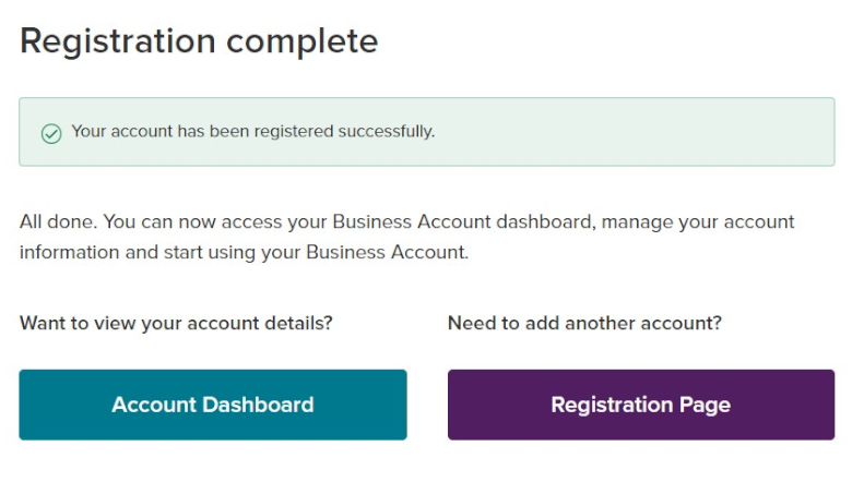 8. Registration complete