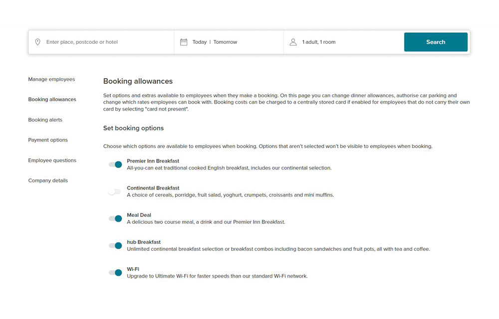 How can I manage my company’s booking allowances?