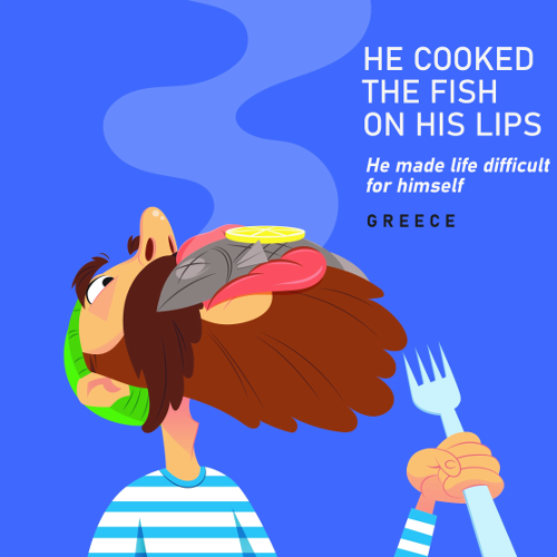 He cooked the fish on his lips
