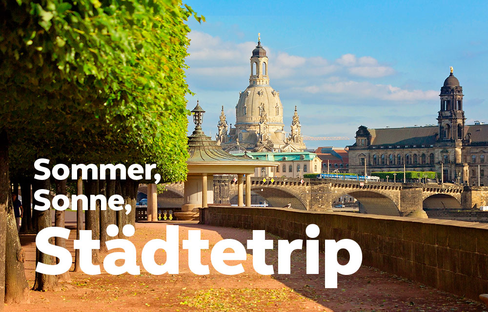 Sommer, Sonne, Städtetrip steht auf einem Foto von der Uferpromenade in Berlin