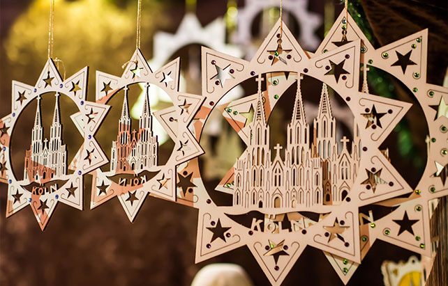 Holzanhänger Tannenbaum mit Kölner Dom
