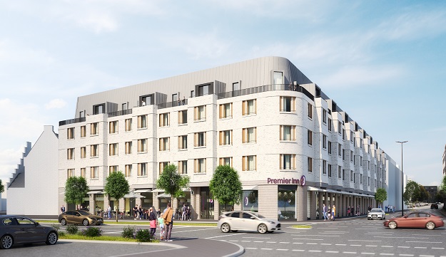 23.01.2020 | In Duisburg errichten die Projektentwickler Blankbau und GBI ein 214 Zimmer-Hotel für Premier Inn direkt gegenüber dem Rathaus