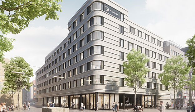 01.07.2019 | Reichel + Stauth Architekten gewinnen Fassadenwettbewerb für neues Premier Inn Hotel in Mannheim 